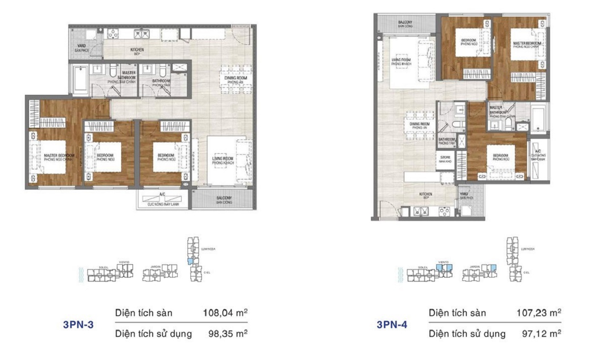 Thiết kế chi tiết căn hộ chung cư One Verandah Quận 2 – loại 3 phòng ngủ (Gọi 0906 65 66 67 để xem nhà mẫu các ngày trong tuần)